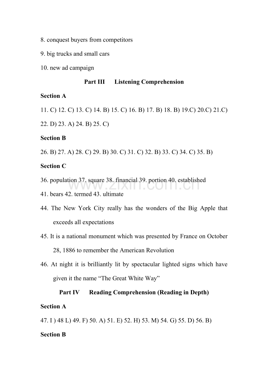 英语四级预测题KeytoModelTestTen.doc_第2页