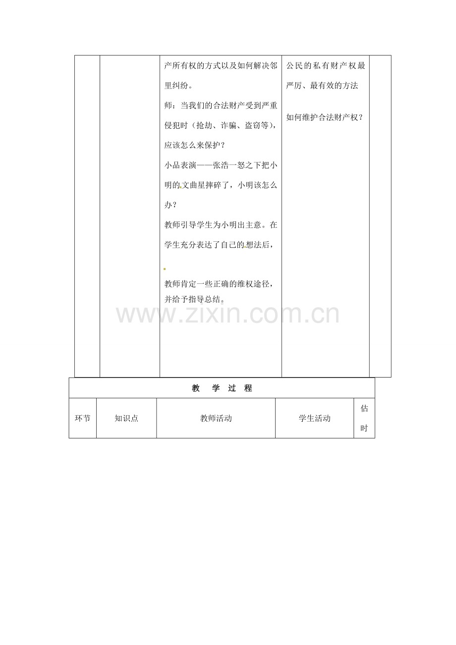 山东省临沭县第三初级中学八年级政治上册《财产属于谁、留给谁》教案 人教新课标版.doc_第3页