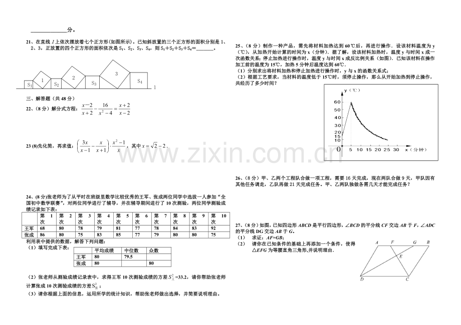 2011--2012人教版八年级下学期数学期末测试.doc_第2页