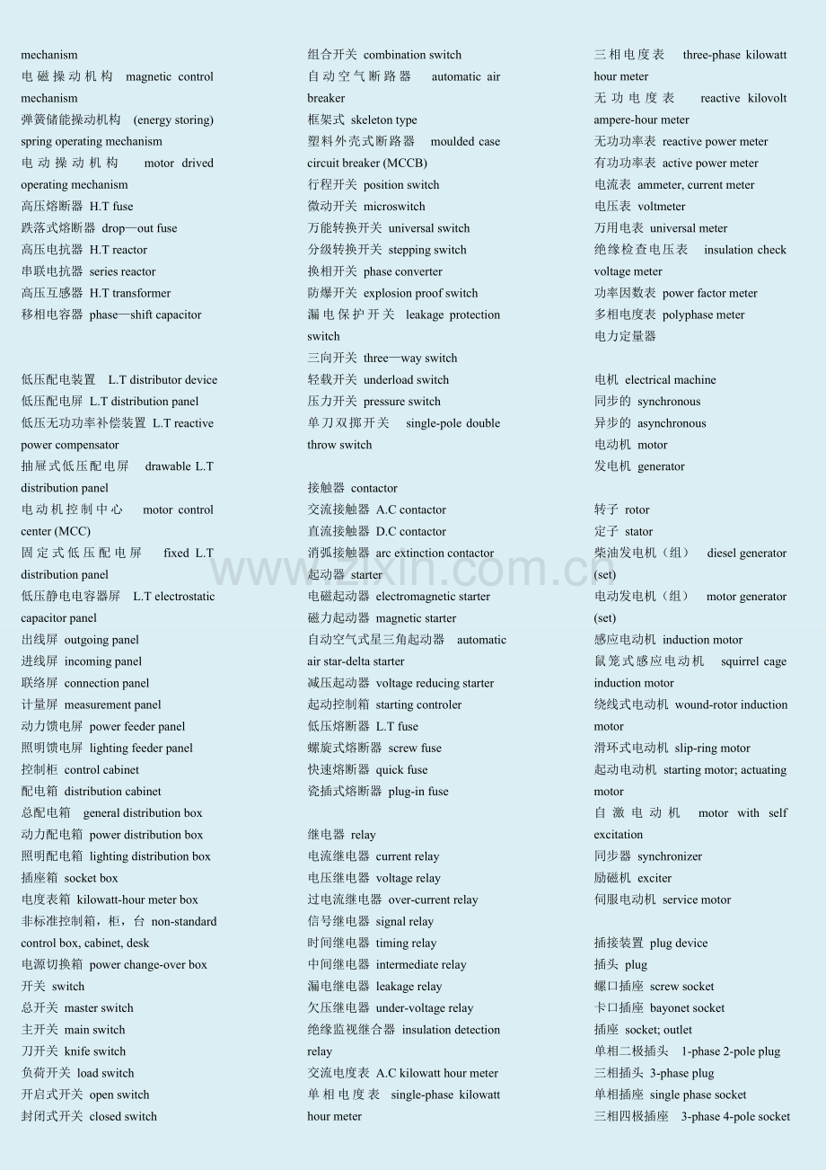 PEC电气工程专业英语证书考试-电气自动化英语词汇.doc_第3页