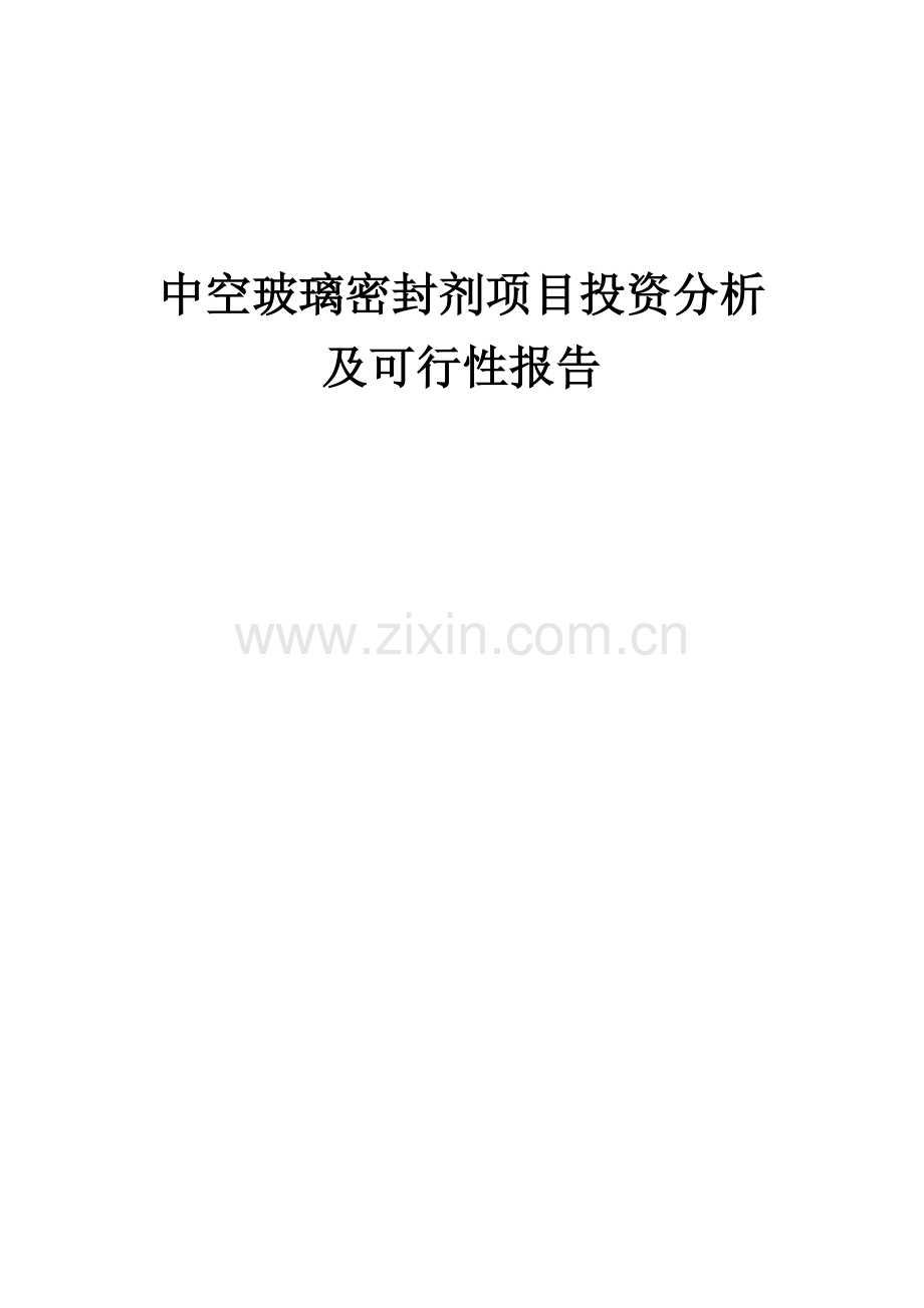 中空玻璃密封剂项目投资分析及可行性报告.docx_第1页