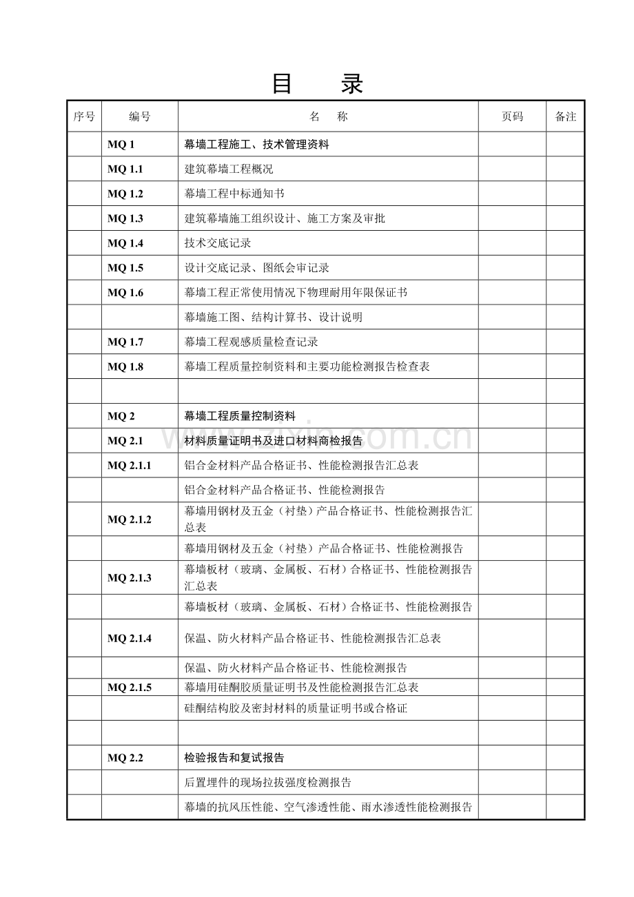 幕墙工程竣工资料(全套).doc_第1页