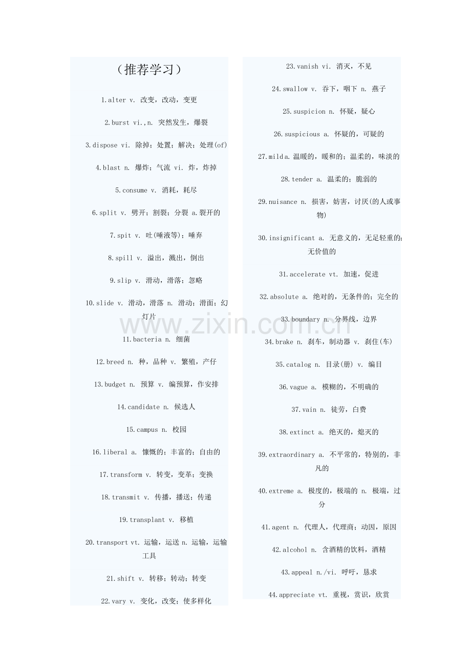 (免费)大学英语四级700个高频词汇（全）.doc_第1页