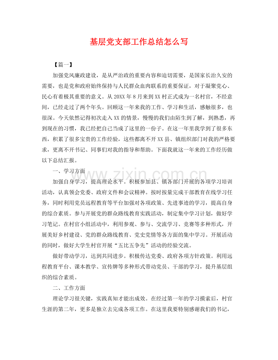 基层党支部工作总结怎么写 .docx_第1页