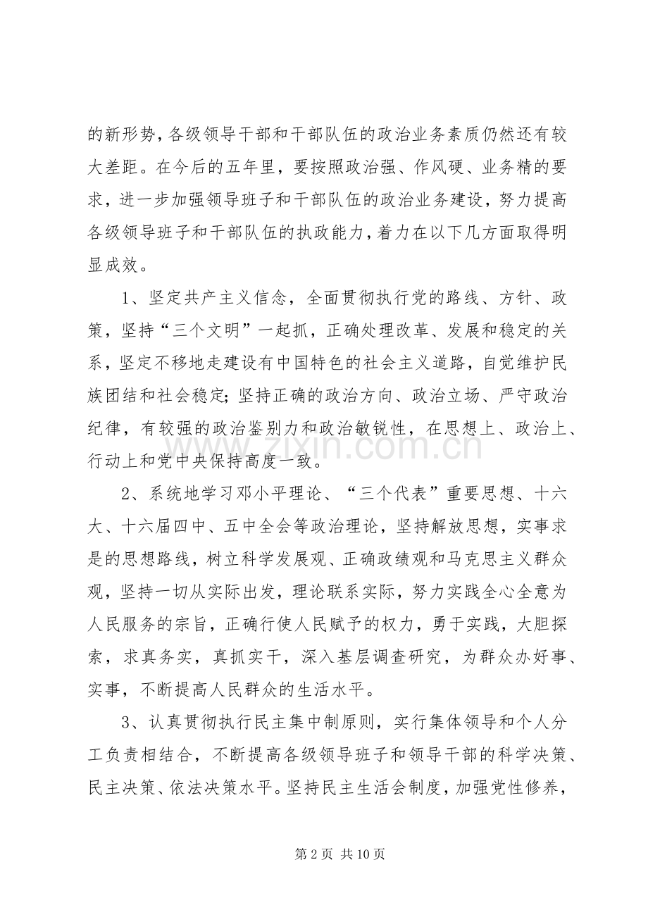 党政领导班子和干部队伍建设五年规划.docx_第2页