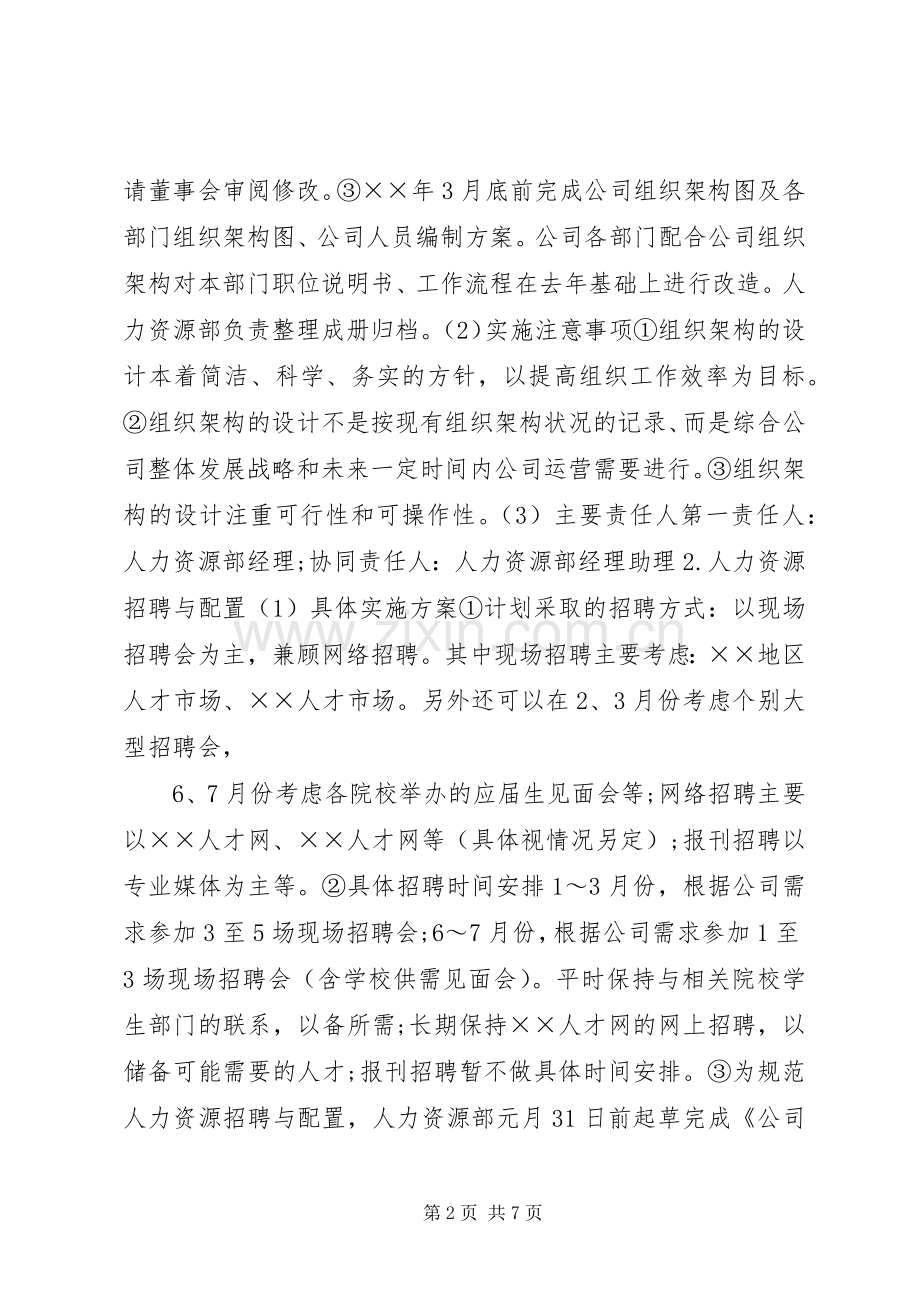 XX年公司人力资源部年度工作计划.docx_第2页