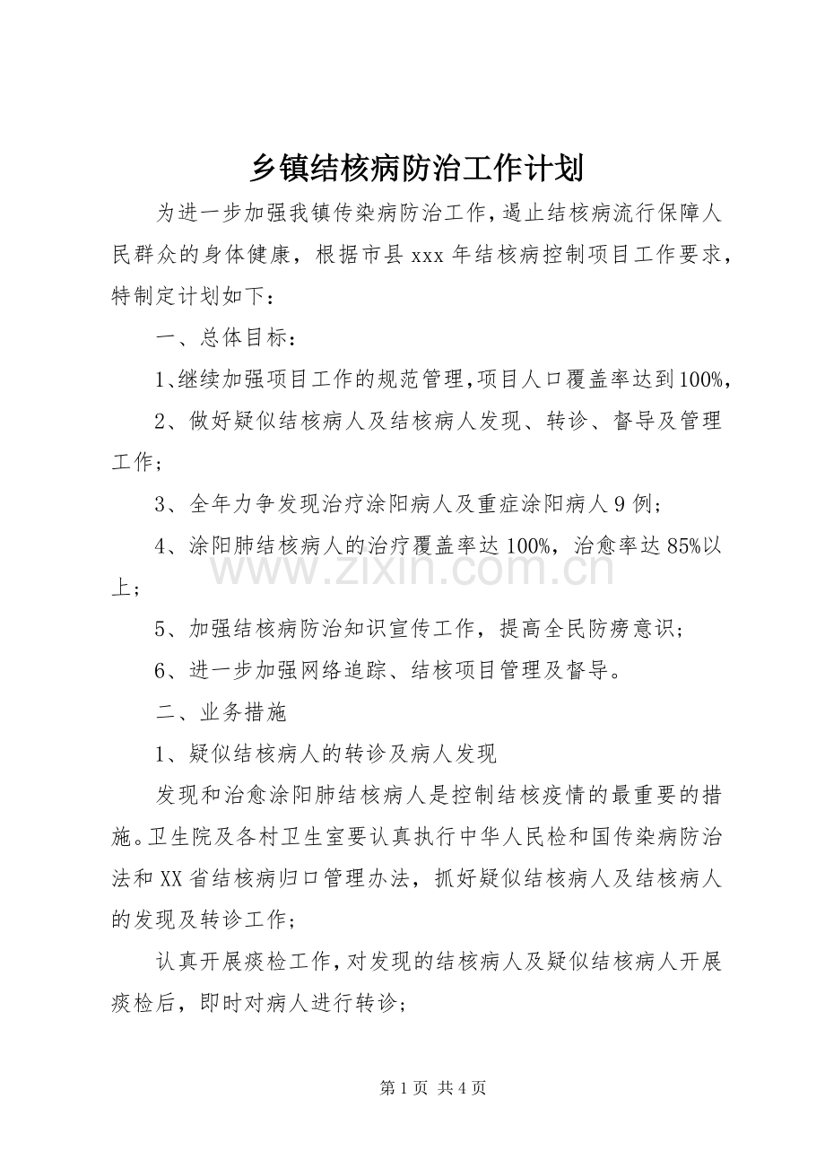 乡镇结核病防治工作计划.docx_第1页