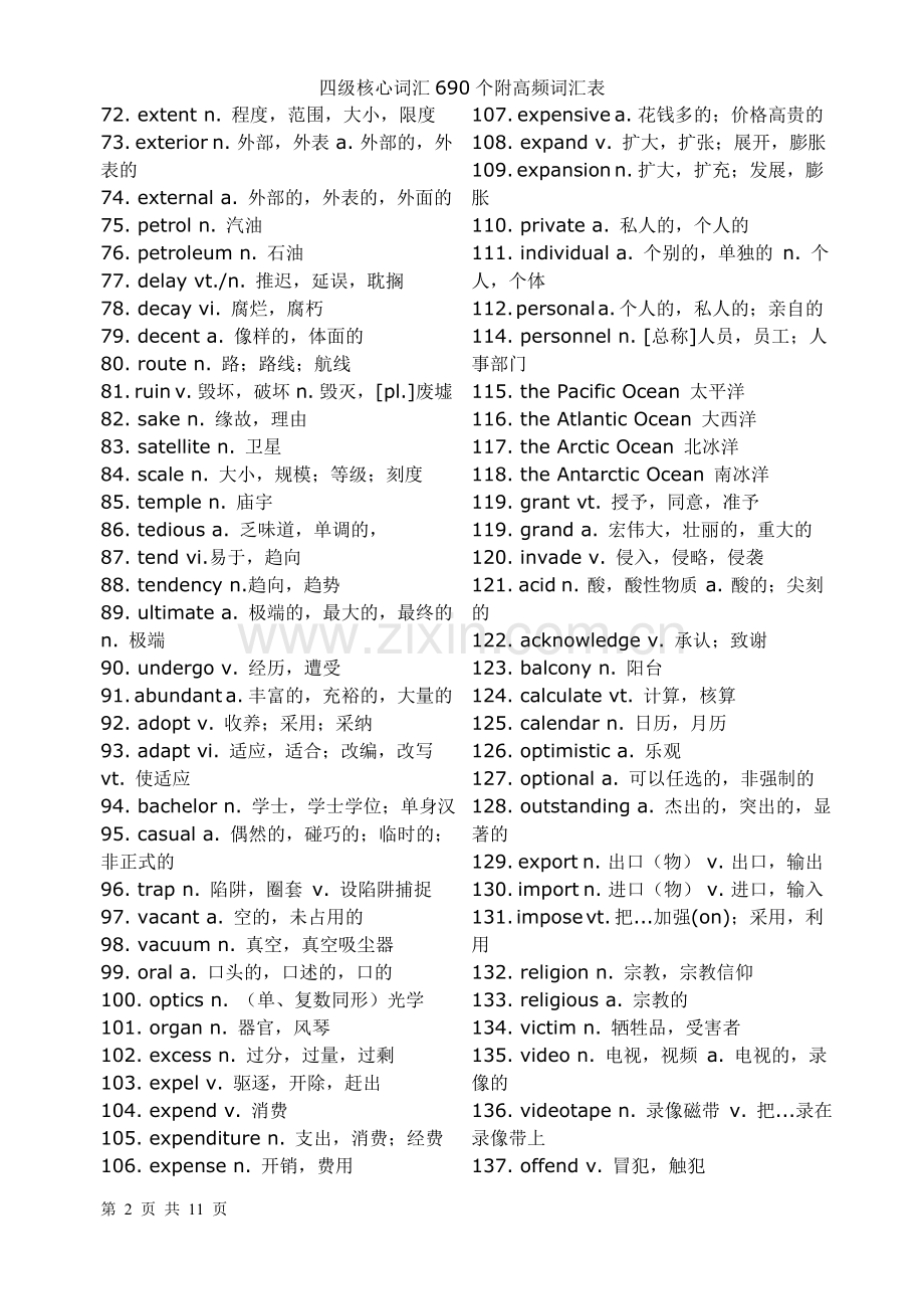 四级核心高频词汇表.doc_第2页