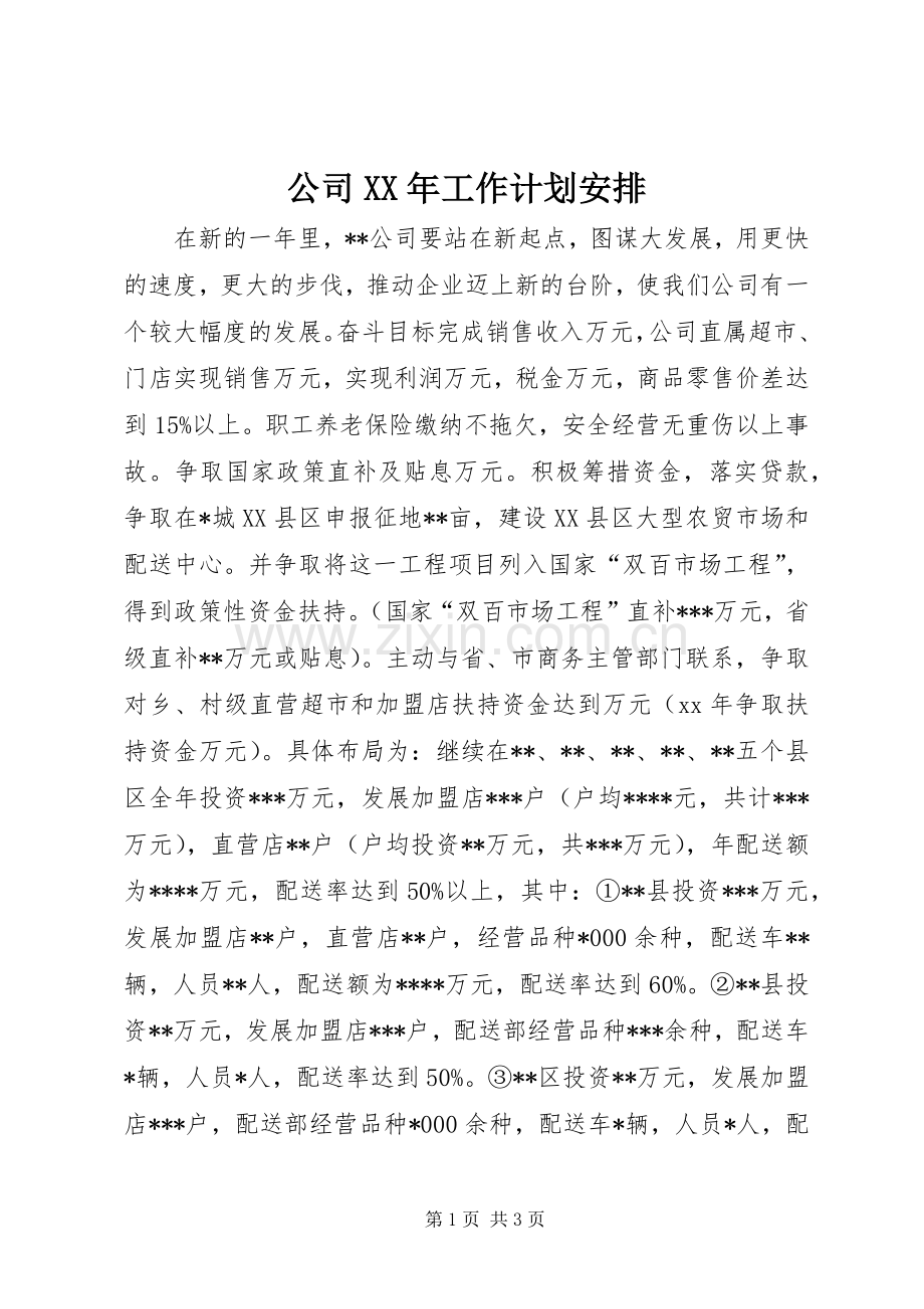 公司XX年工作计划安排 .docx_第1页