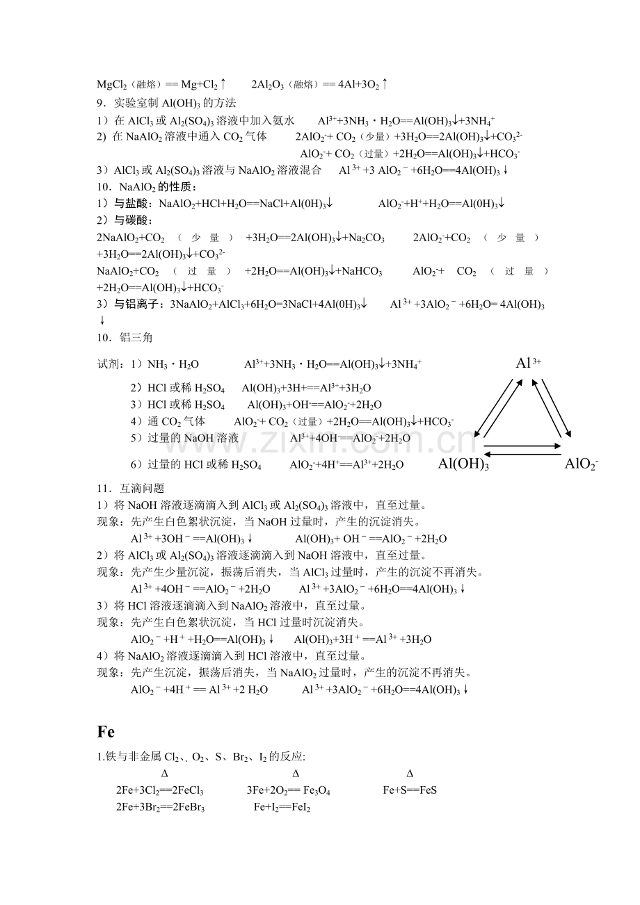 高中化学Mg[1].Al.Fe.N重要方程式.doc_第2页