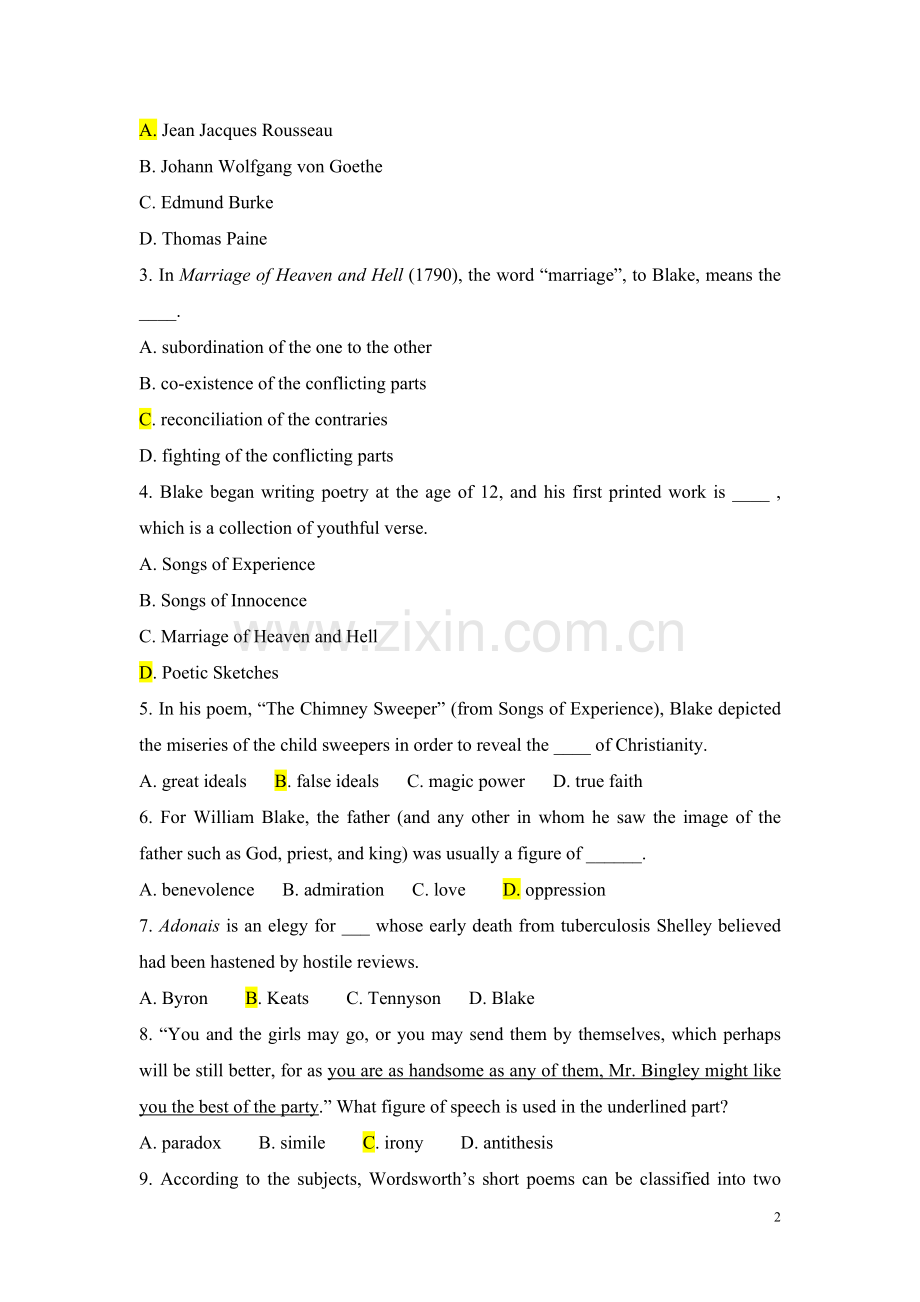 英美文学史练习题及复习资料3.doc_第2页