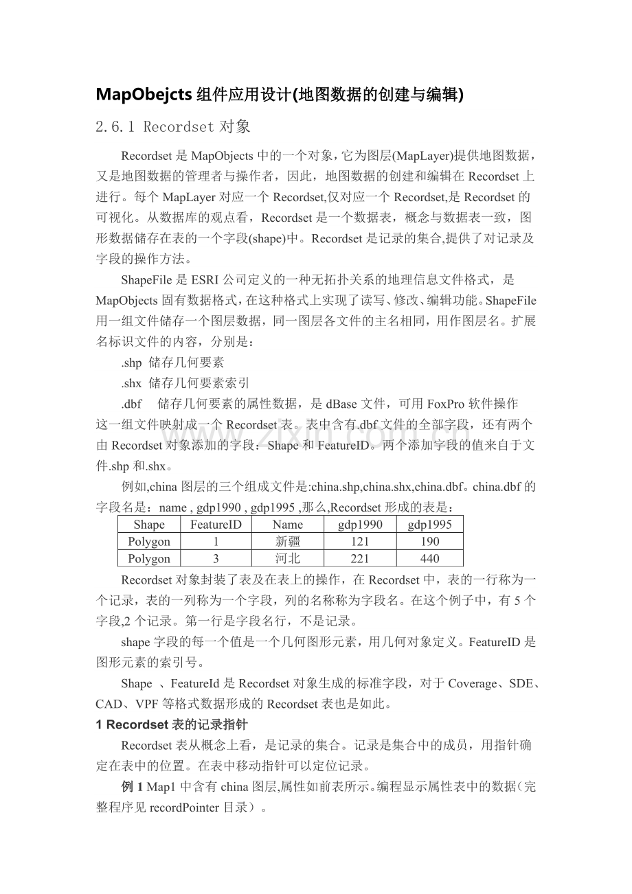 MapObejcts组件应用设计(地图数据的创建与编辑).doc_第1页