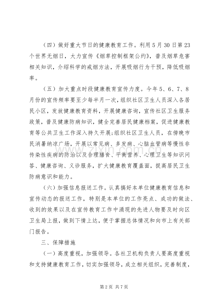 乡镇卫生院XX年健康教育工作计划.docx_第2页