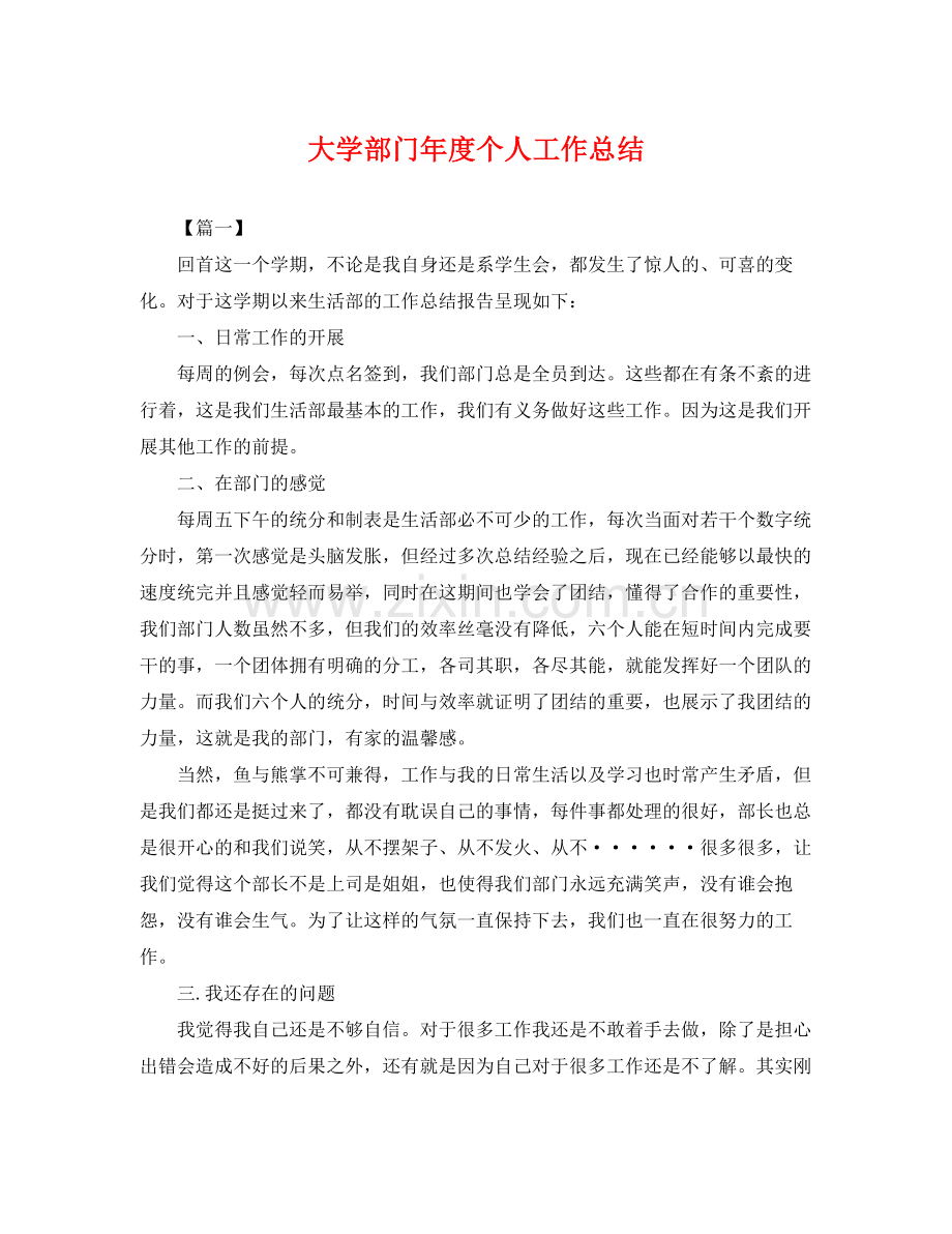 大学部门年度个人工作总结 .docx_第1页