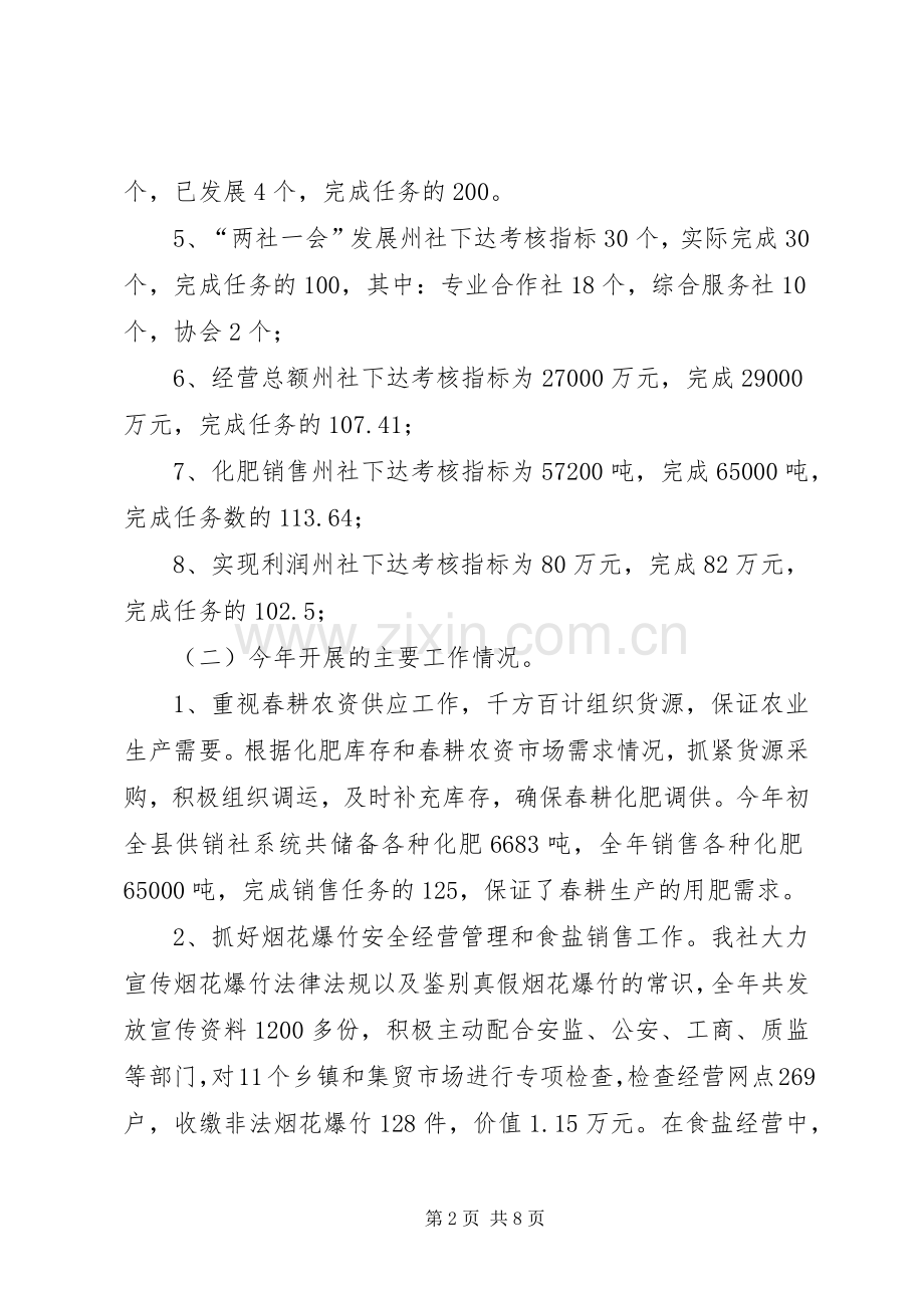 供销社工作总结和工作计划.docx_第2页