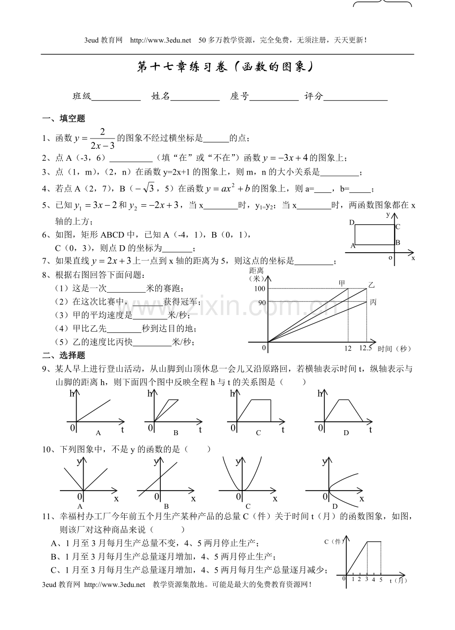 初二数学函数的图象.doc_第1页