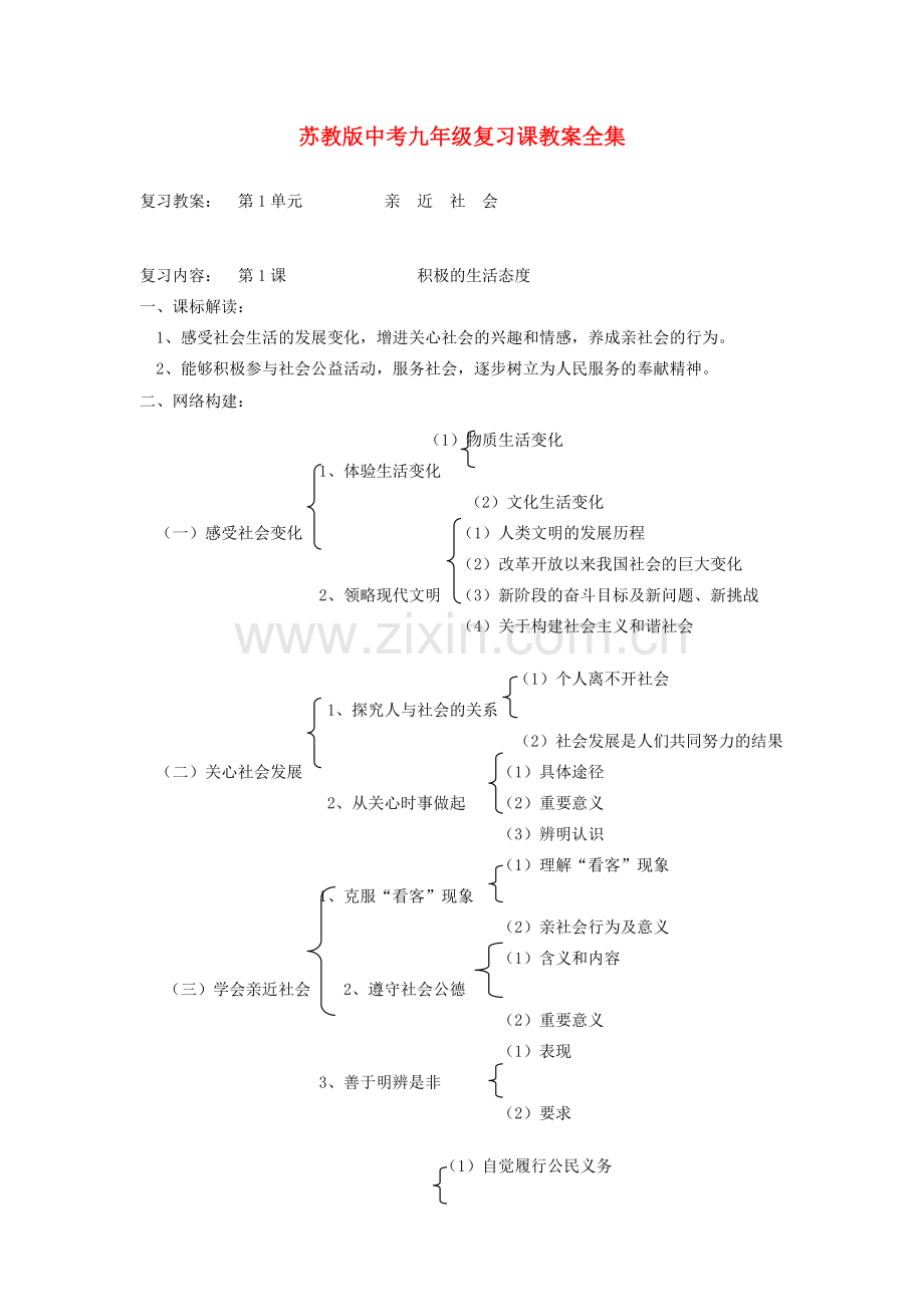 九年级政治 复习课教案全集 苏教版.doc_第1页