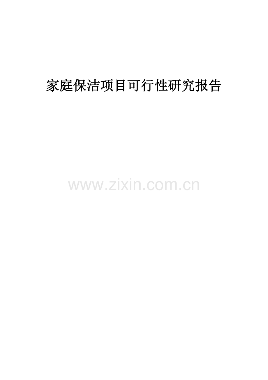 家庭保洁项目可行性研究报告.docx_第1页