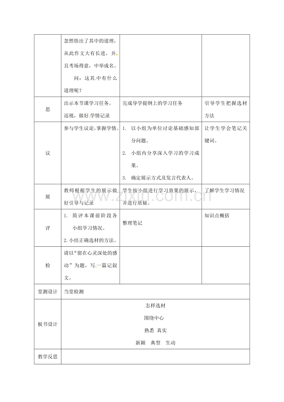 湖北省武汉市七年级语文下册 第四单元 写作 怎样选材教学设计 新人教版-新人教版初中七年级下册语文教案.doc_第2页