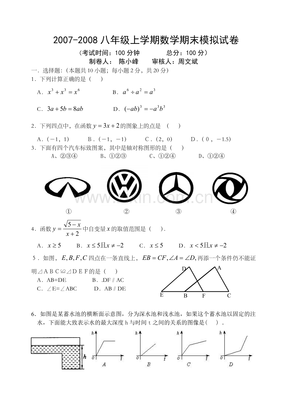 人教八年级数学期末试题.doc_第1页