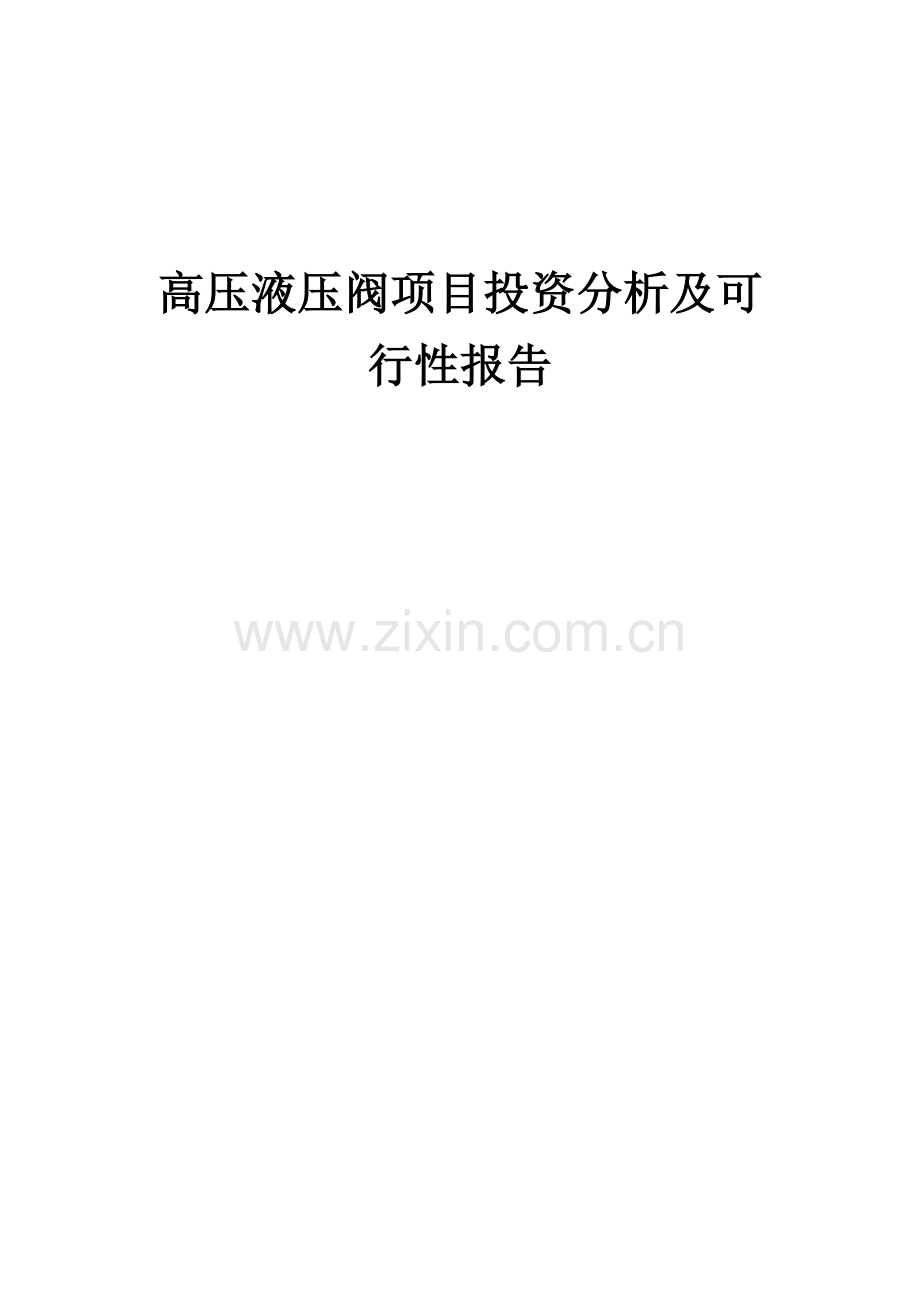 高压液压阀项目投资分析及可行性报告.docx_第1页