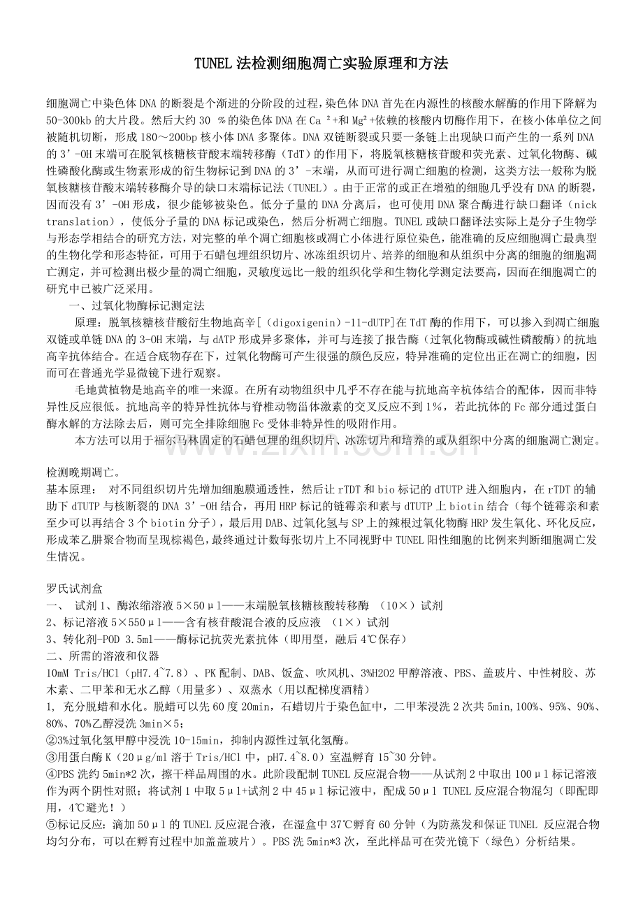 TUNEL法检测细胞凋亡实验原理和方法.doc_第1页