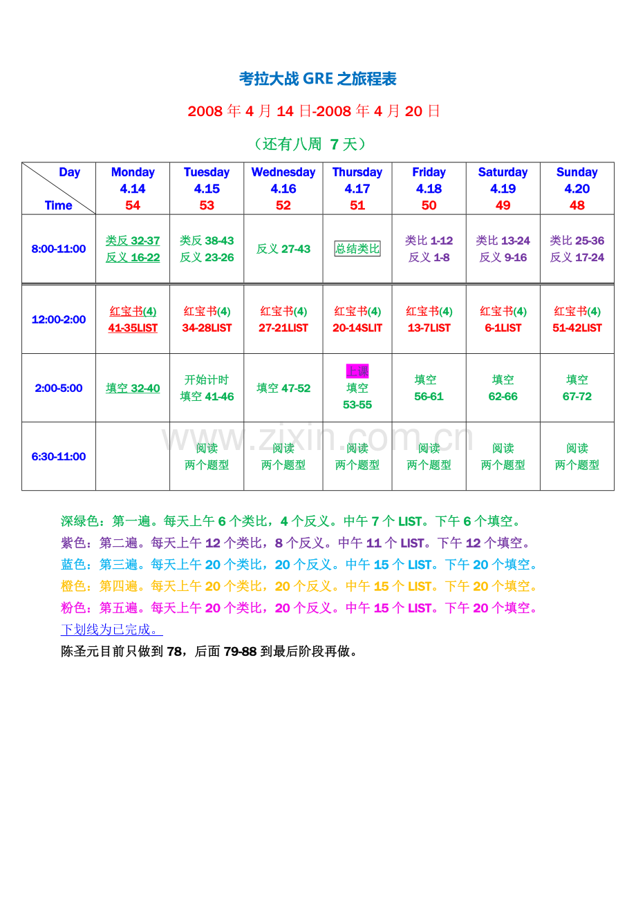 第八周计划表.doc_第1页