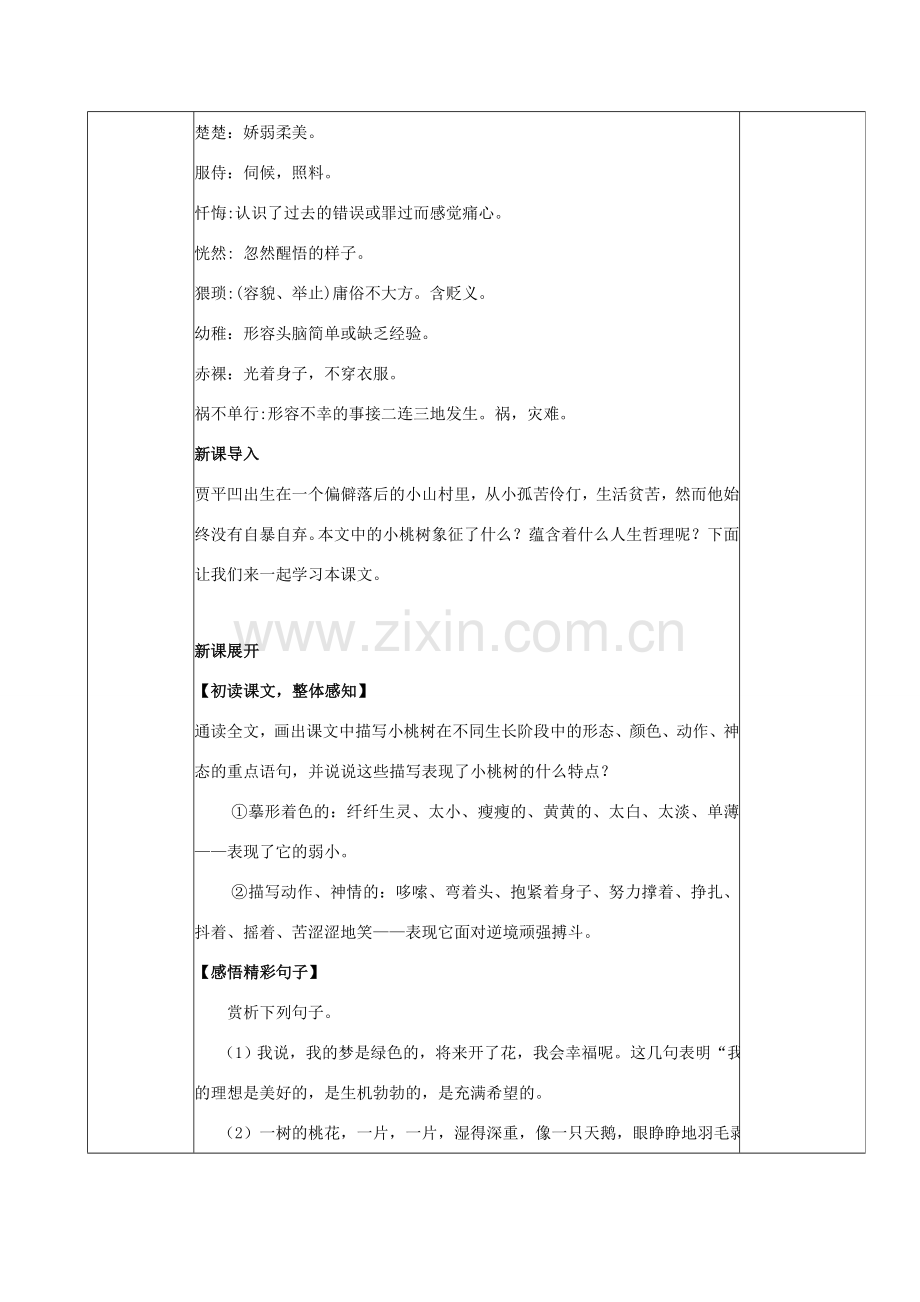 七年级语文下册 第五单元 18 一棵小桃树教案 新人教版-新人教版初中七年级下册语文教案.doc_第3页