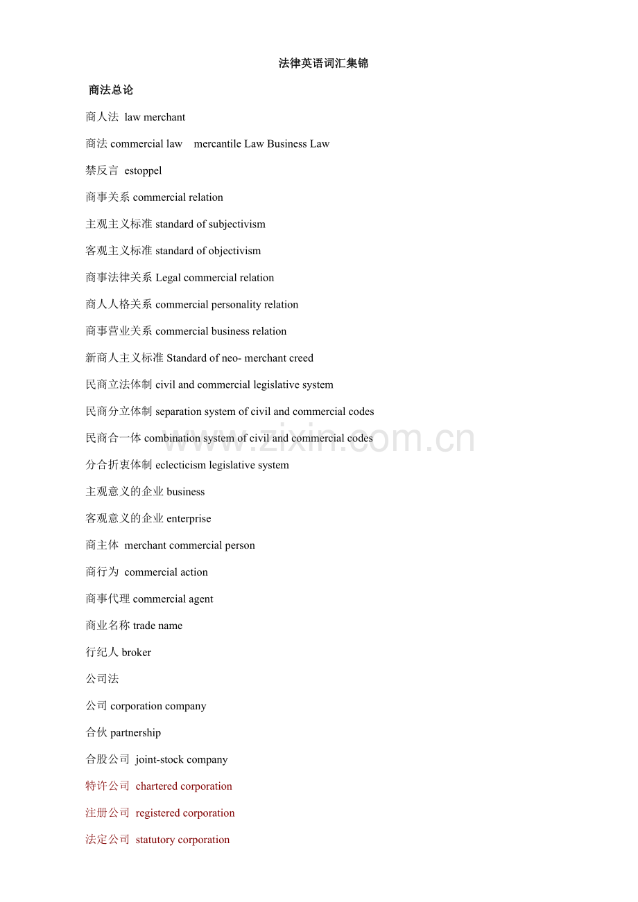 《法律英语词汇集锦》.doc_第1页