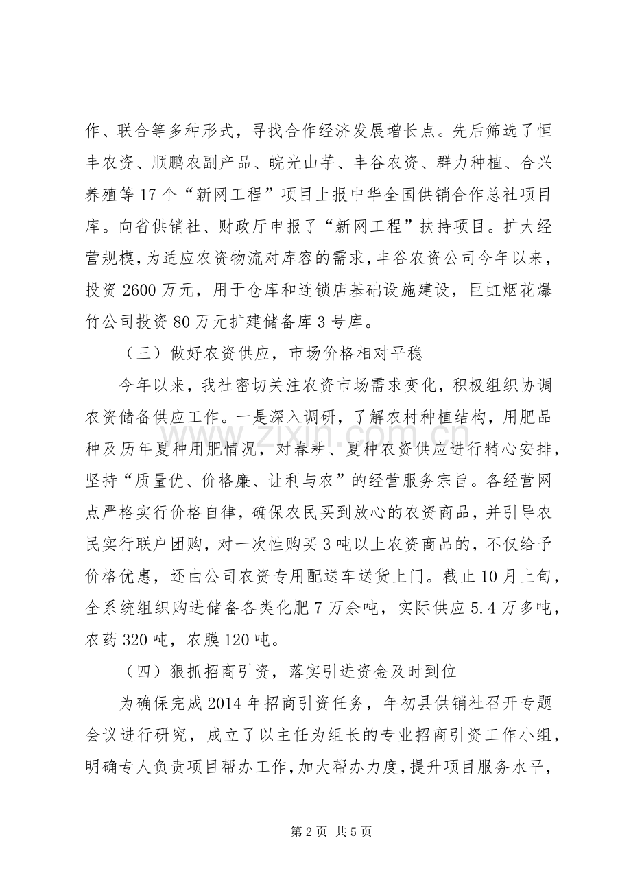 XX年供销社工作总结及XX年工作计划.docx_第2页