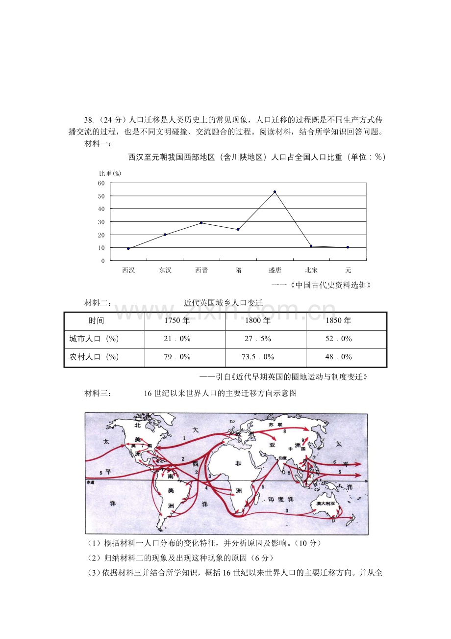 汕头市2012年高三教学质量监测题(历史)（含答案）.doc_第3页