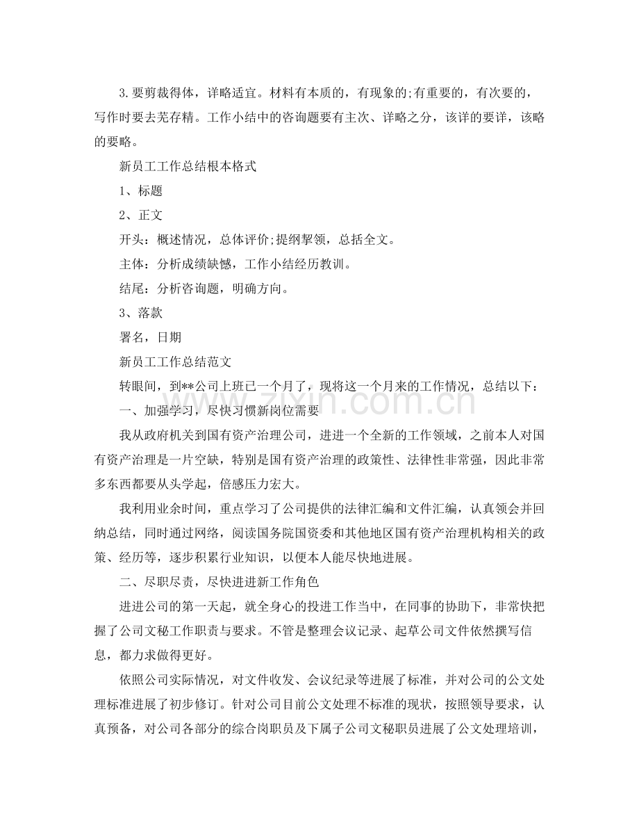 工作参考总结格式新员工工作参考总结怎么写范文.docx_第2页