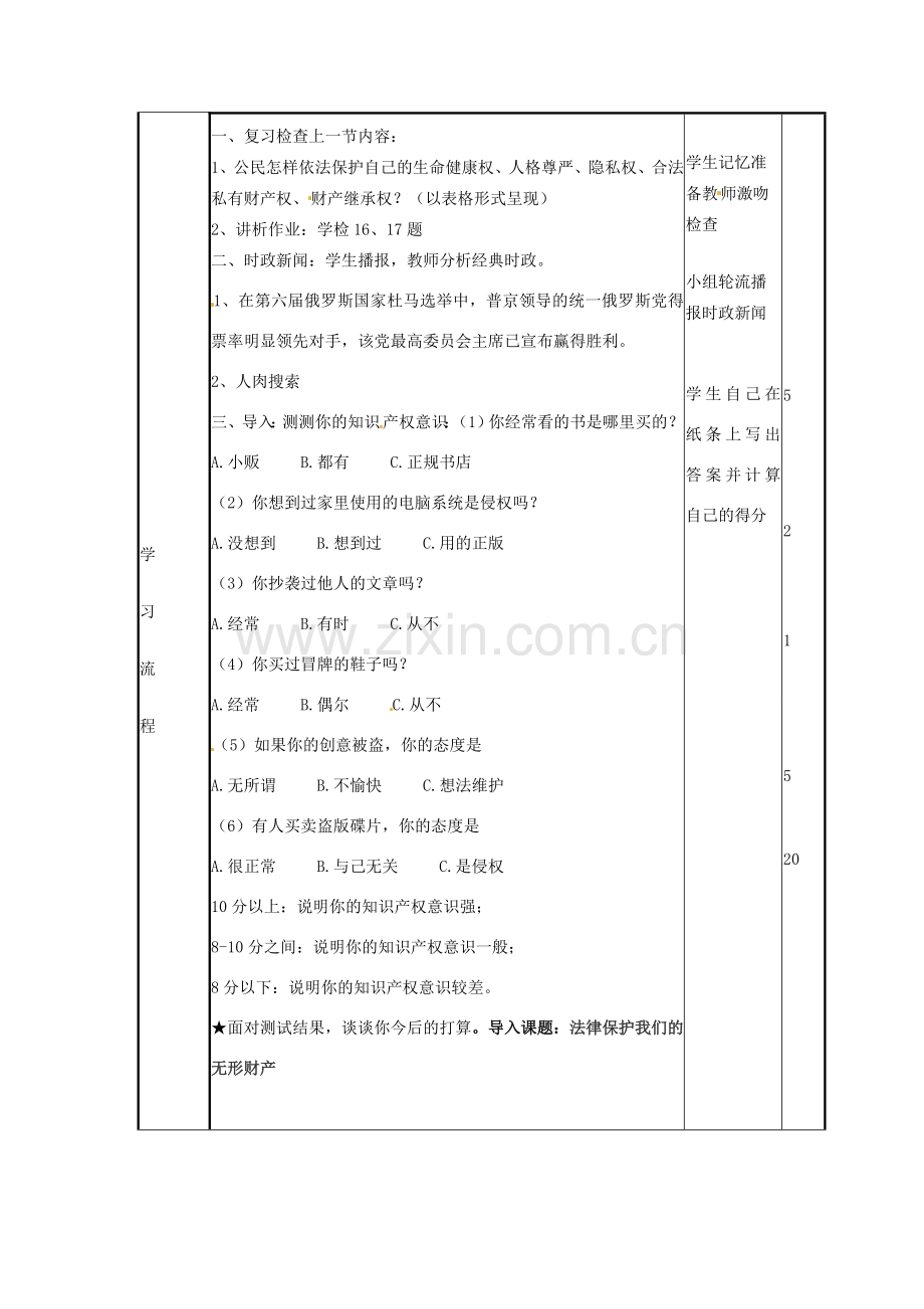 山东省邹平县实验中学八年级政治下册《第二节 法律保护我们的无形财产》教学案 新人教版.doc_第2页