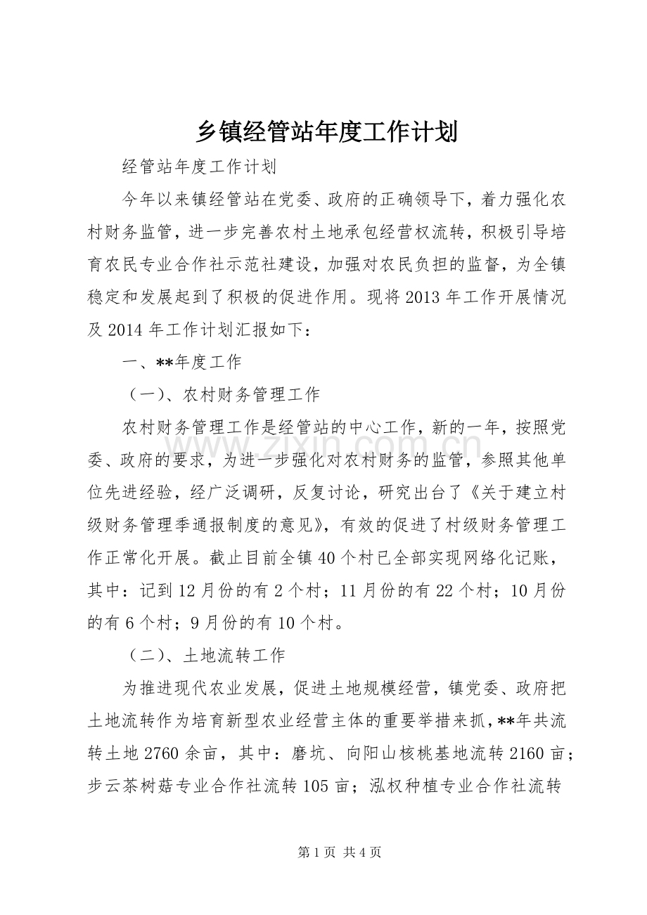 乡镇经管站年度工作计划 .docx_第1页