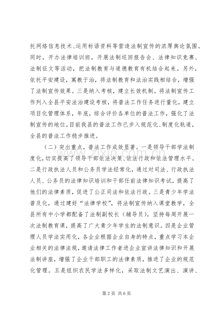 六五普法规划实施情况调查工作汇报.docx_第2页