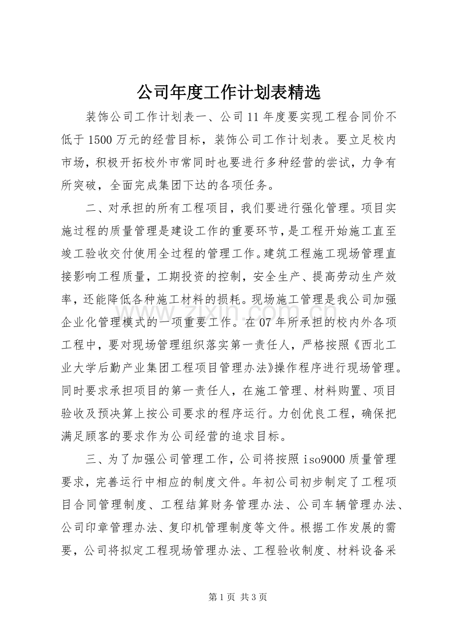 公司年度工作计划表 .docx_第1页