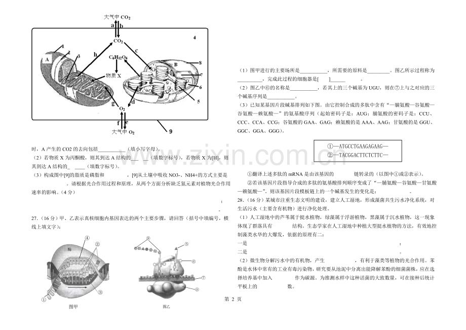 揭阳市2011年第二次模拟考试生物试题.doc_第2页