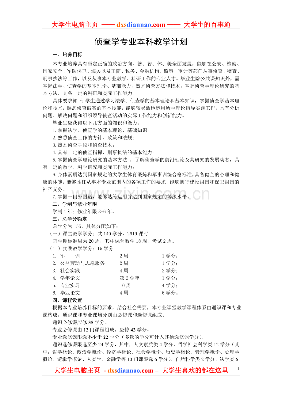 侦查学专业本科教学计划.doc_第1页