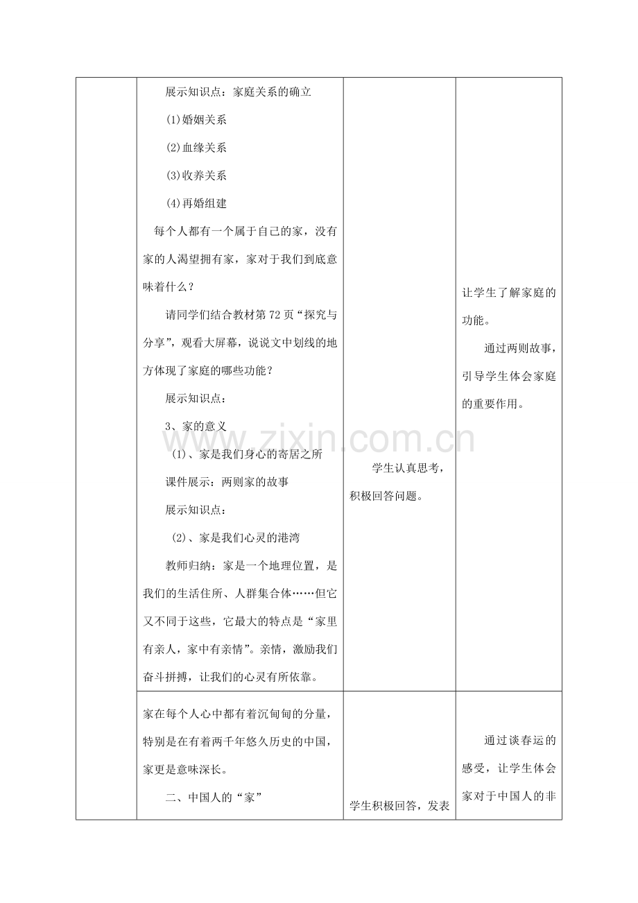 七年级道德与法治上册 第三单元 师长情谊 第七课 亲情之爱 第1框《家的意味》教案 新人教版-新人教版初中七年级全册政治教案.doc_第3页