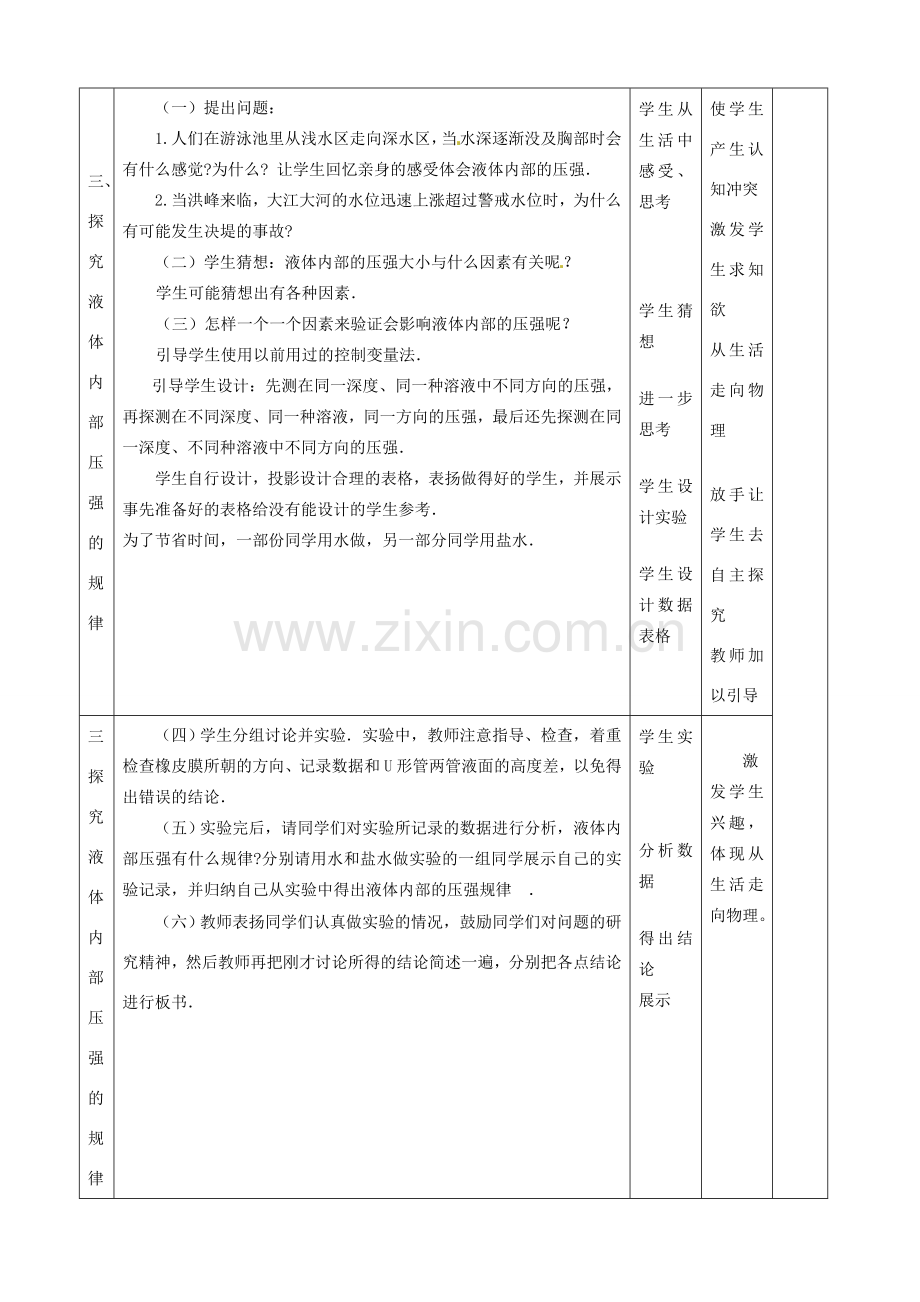 山东省滨州市邹平实验中学九年级物理全册《14.2液体的压强》教案 新人教版.doc_第3页