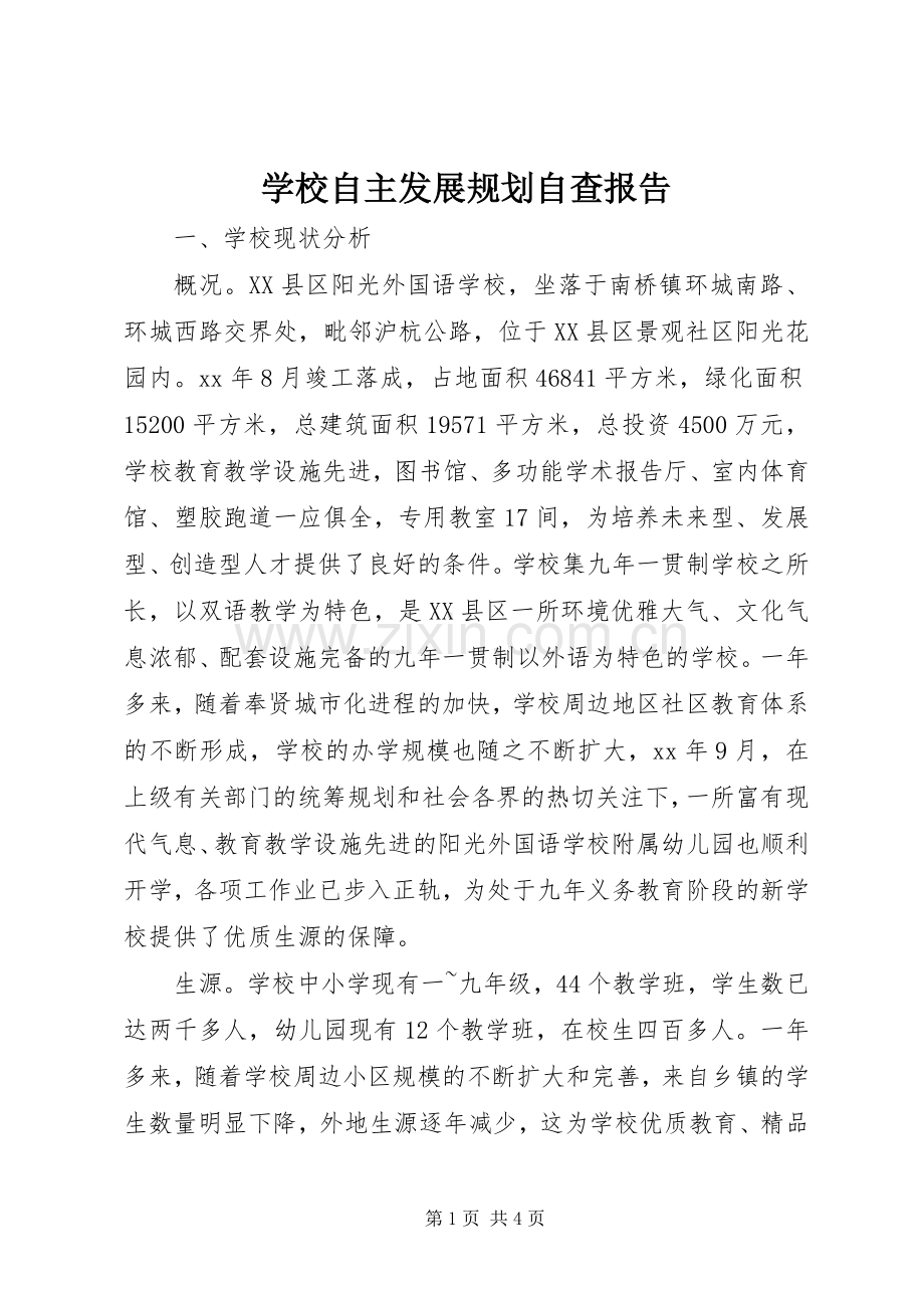 学校自主发展规划自查报告.docx_第1页