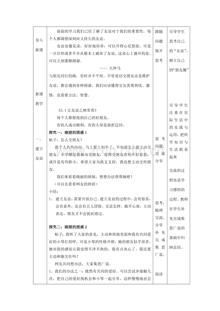 七年级道德与法治上册 第二单元 友谊的天空 第五课 交友的智慧 5.1 让友谊之树常青教案 新人教版-新人教版初中七年级上册政治教案.docx_第2页