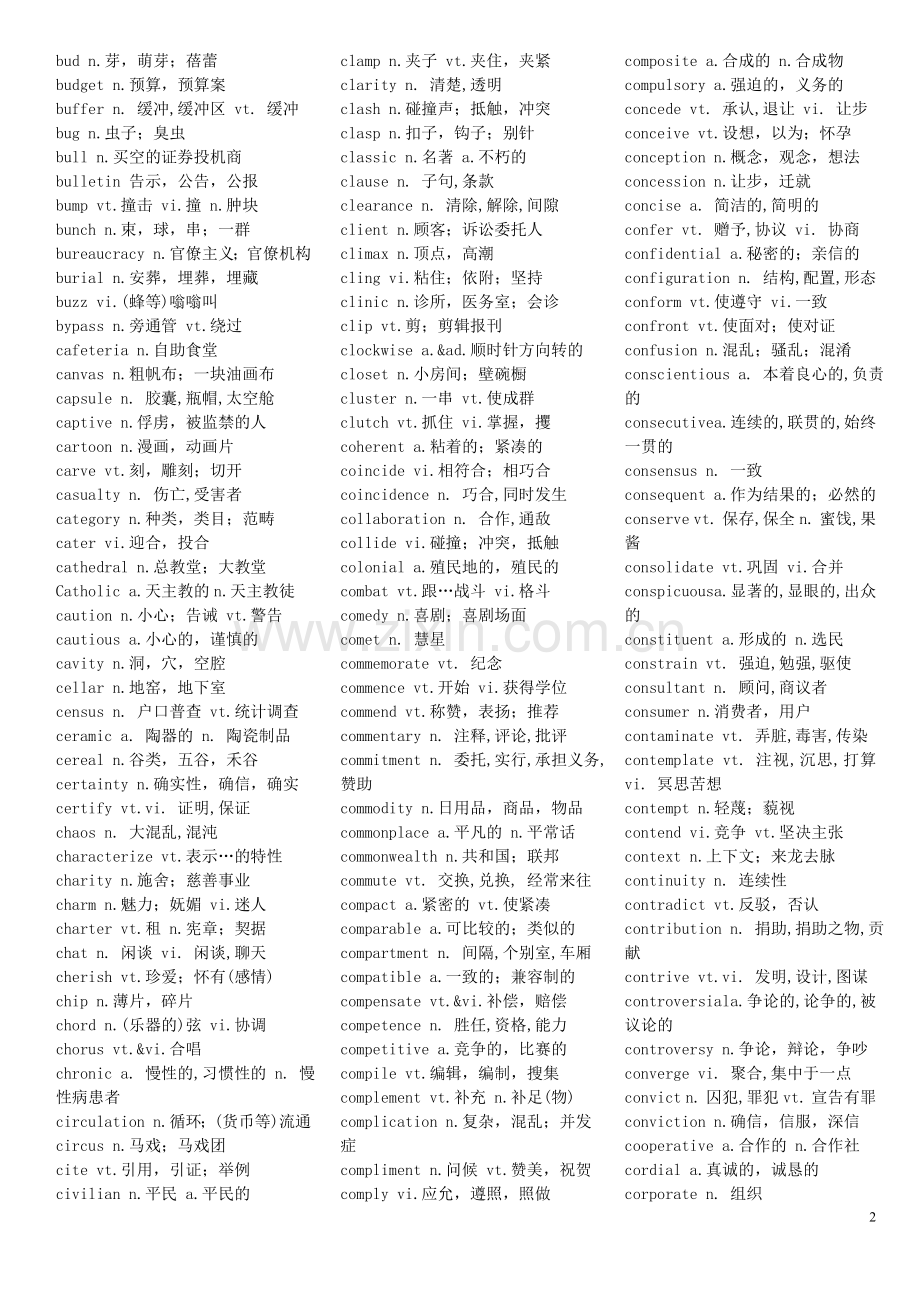 英语六级词汇（整理版10页可直接打印）.doc_第2页