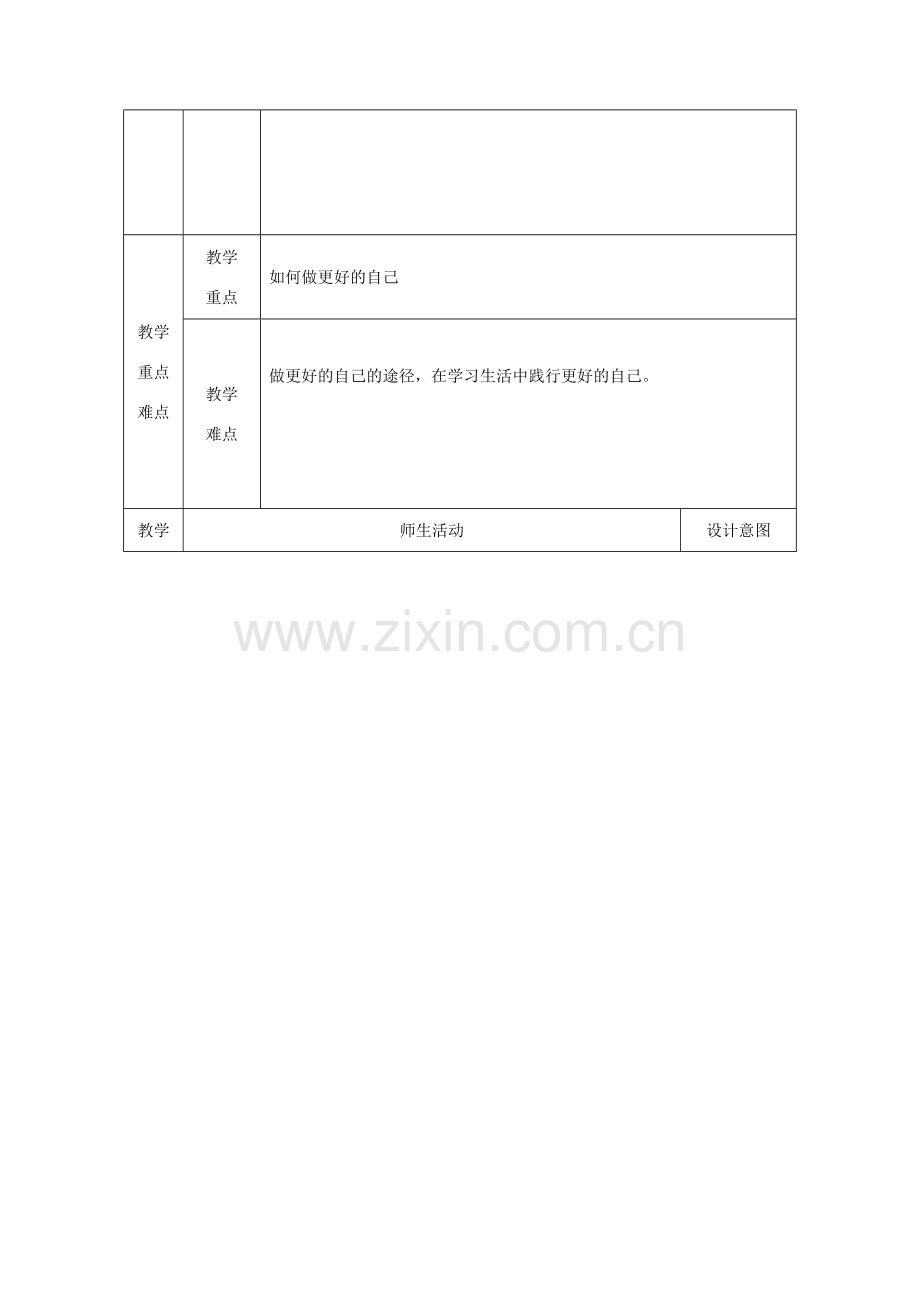 七年级道德与法治上册 第一单元 成长的节拍 第三课 发现自己 第2框《做更好的自己》教学设计 新人教版-新人教版初中七年级上册政治教案.doc_第2页