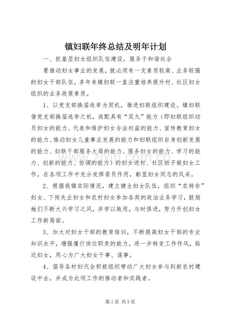 镇妇联年终总结及明年计划 .docx_第1页