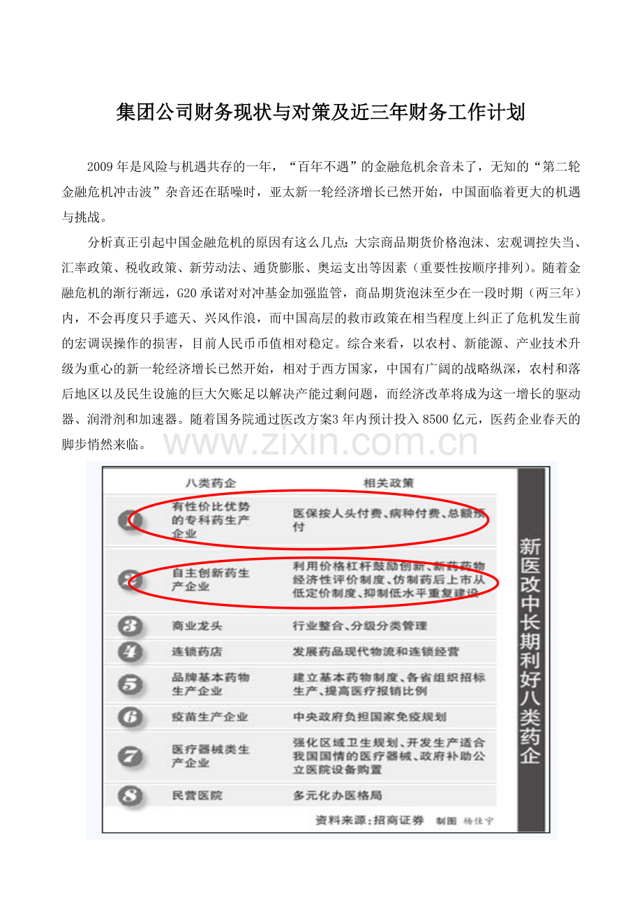 集团公司财务现状与对策及今后三年财务工作计划.doc_第1页