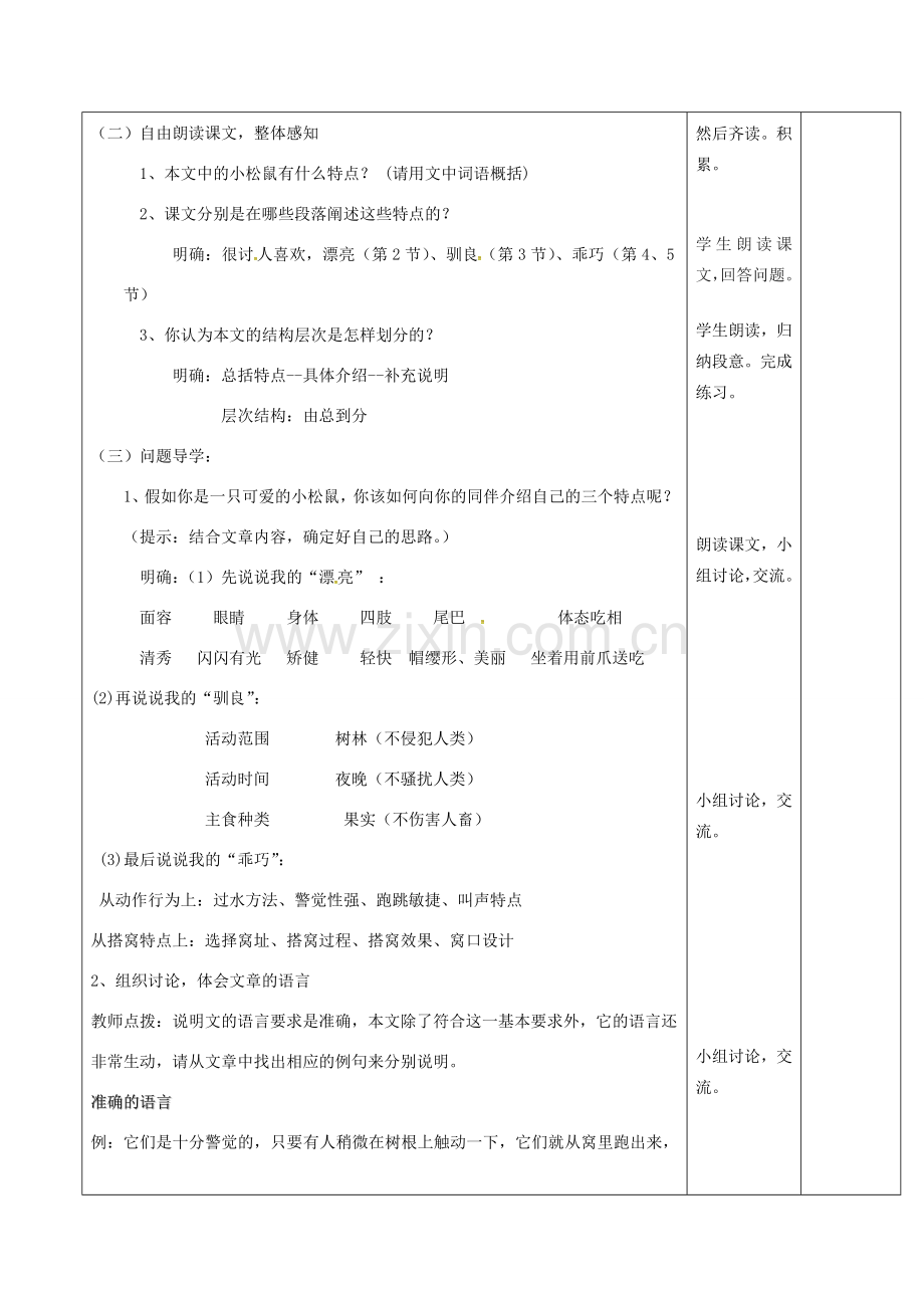 （秋季版）云南省峨山县七年级语文下册 第4单元 第15课 松鼠教案 苏教版-苏教版初中七年级下册语文教案.doc_第2页