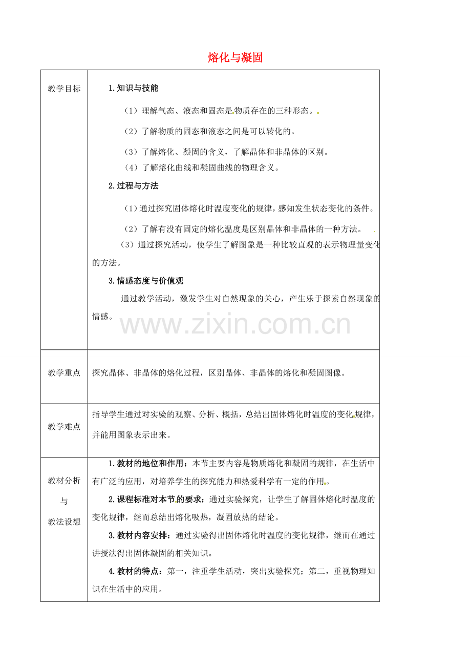 九年级物理全册《12.2 熔化与凝固》教案 （新版）沪科版-（新版）沪科版初中九年级全册物理教案.doc_第1页