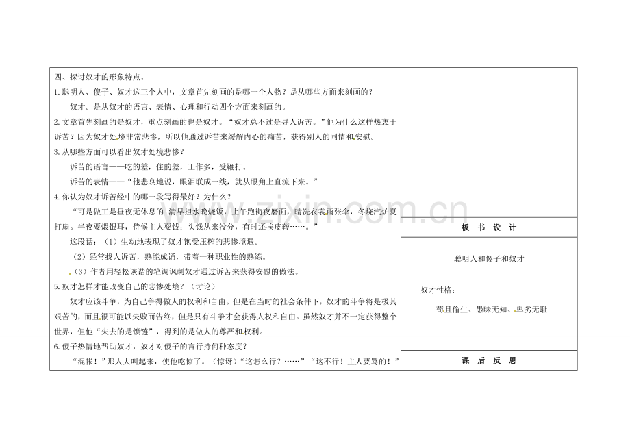 吉林省长春市第104中学八年级语文下册《第4课 聪明人和傻子和奴才》教案1 长春版.doc_第2页