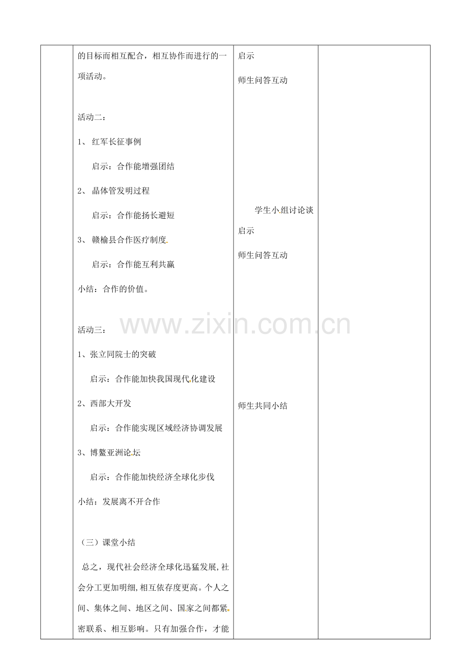 江苏省启东市陈兆民中学九年级政治全册 第四课 第1框 生活处处优合作教案 苏教版.doc_第3页